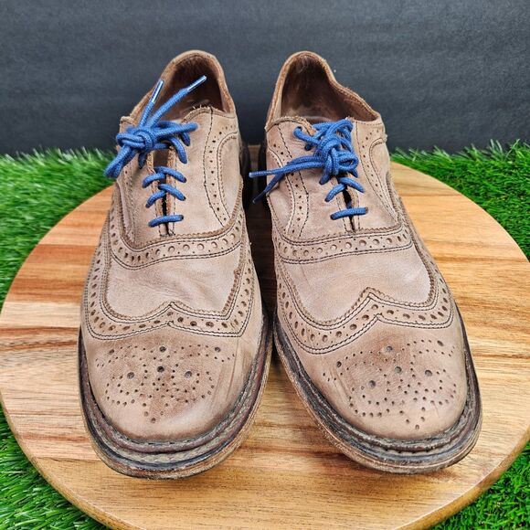 Allen Admonds Neumok Dress Shoes Mens 9.5 D Brown Blue Wingtip Oxford Leather - Picture 6 of 12